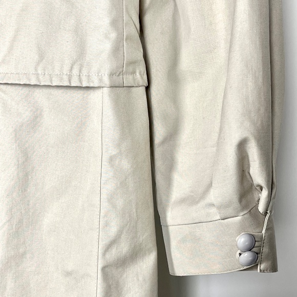 Vintage London Fog Maincoats Ruched Collar Tan Trench Coat Womens Size 12 - Picture 5 of 12